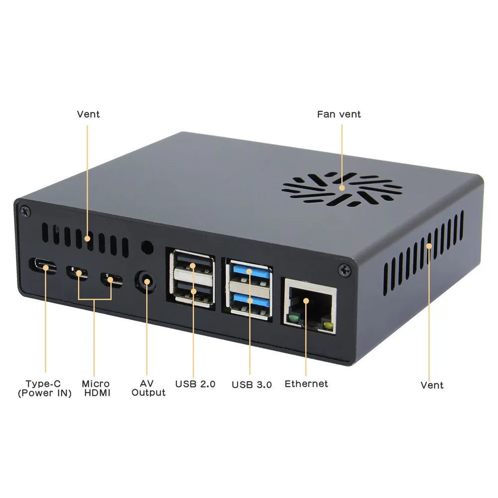  Ультра-тонкий Raspberry Pi 4 Чехол NUC стиль алюминиевый корпус с PWM Fan & X-C1 платы адаптера для 4B