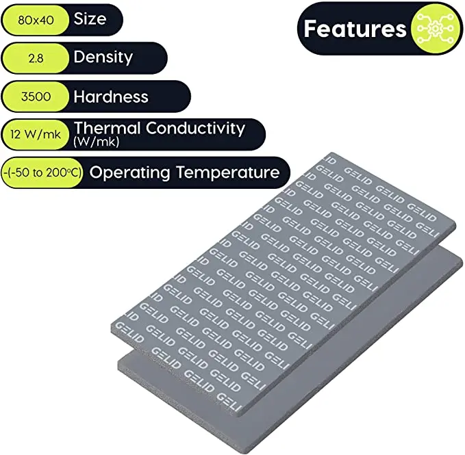Gelid Solutions GP-Ultimate 15W-Thermal Pad 90x50x2.0mm Excellent Heat Conduction, Ideal Gap Filler. Easy Installation