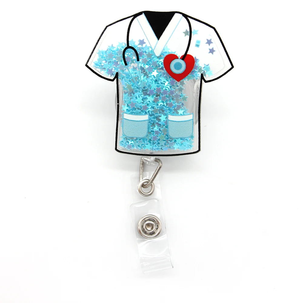 Wholesale Retractable Shaker Badge Reel Scrub Life Nursing Gifts Badge Holder Nurse Accessories