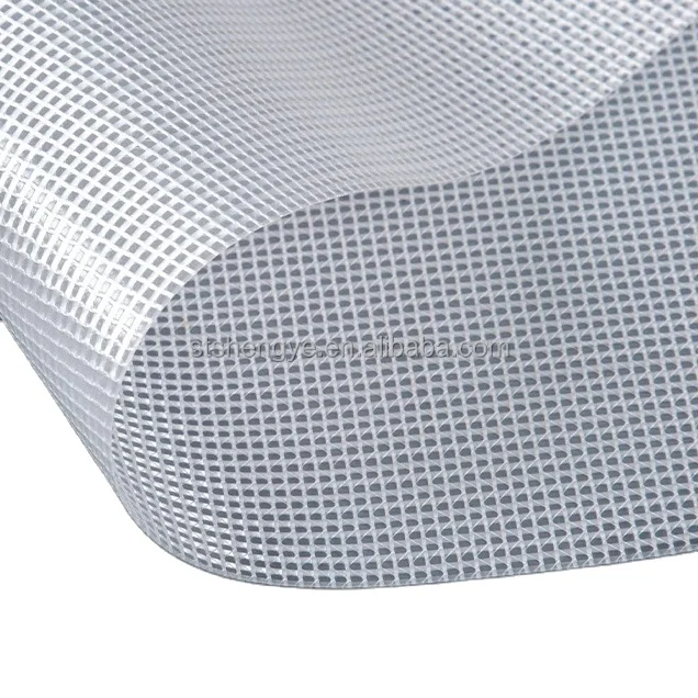 Clear Transparent Tarpaulin PVC Reinforced Film Tarp Mesh Fabric for Tent