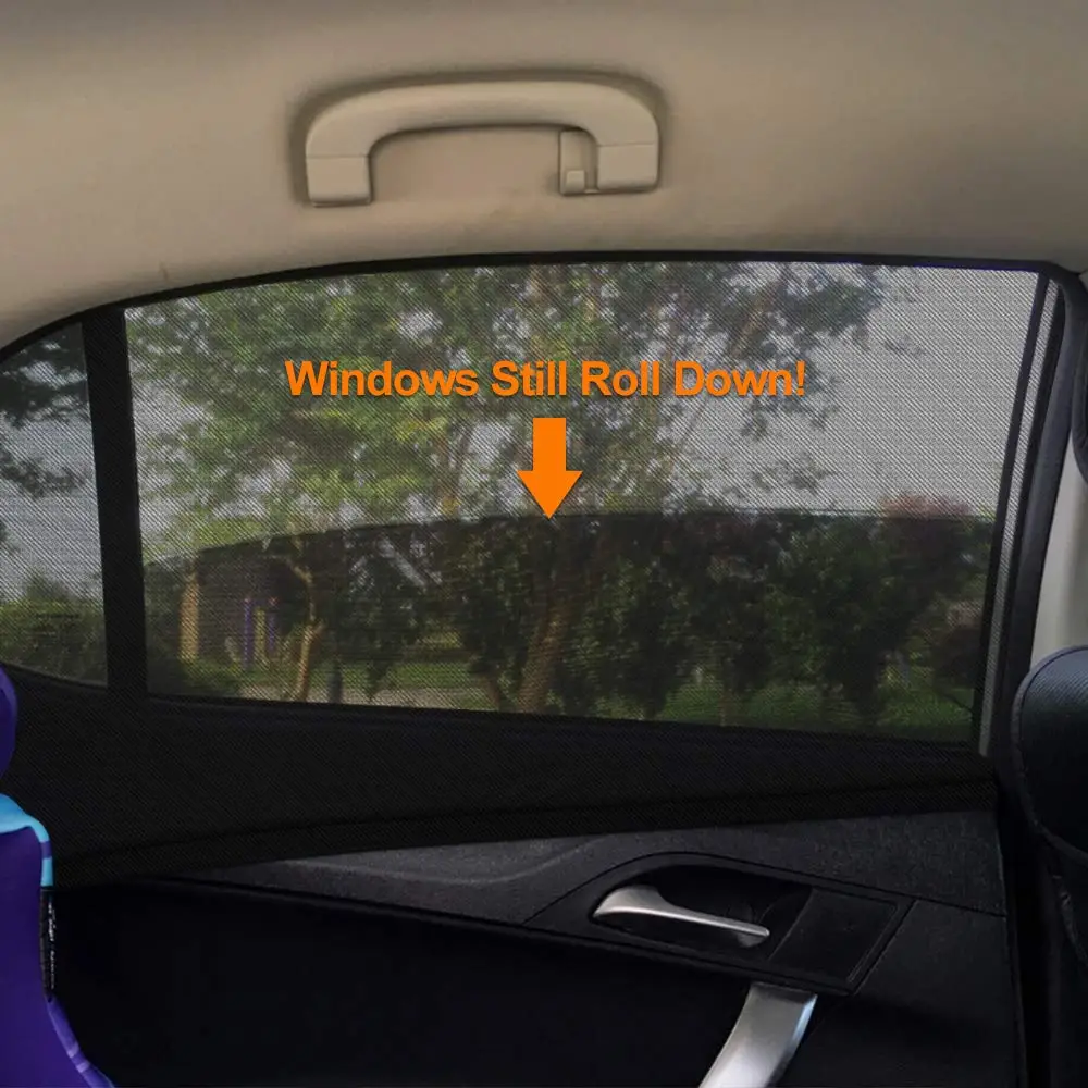 2 Pack UV Protection Car Sunshade Anti-mosquito Car Window Sunshade For Car Sedan SUV MPV Summer Net Mesh Sun Shade Curtain
