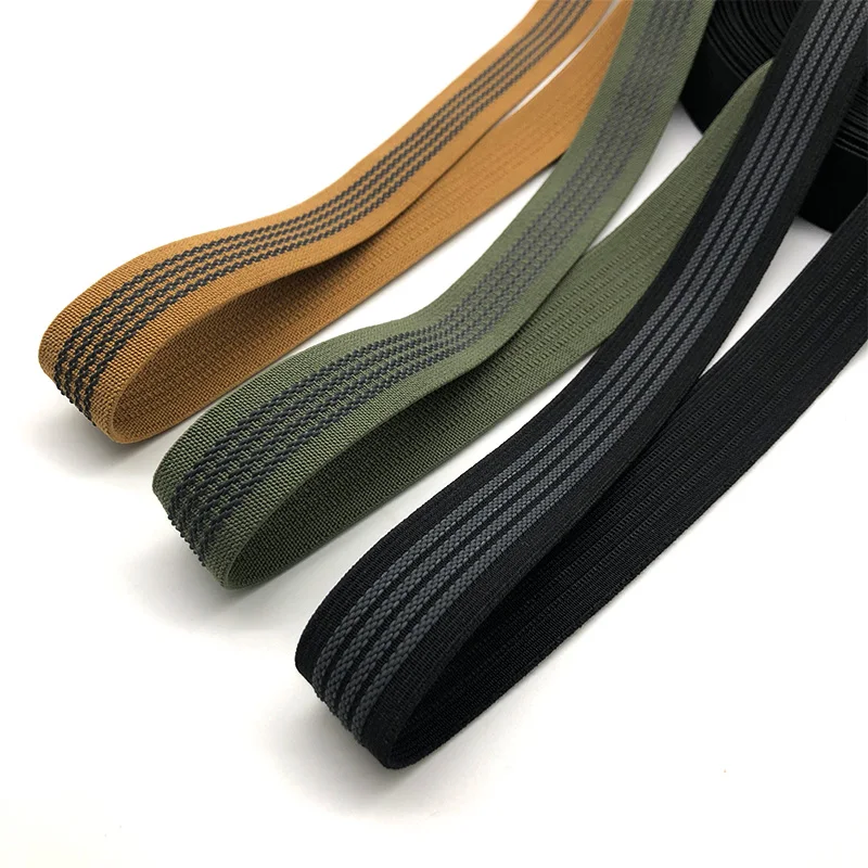 High Tenacity 25mm 1 inch polyester rubber band anti-slip woven elastic webbing strap with non slip striped