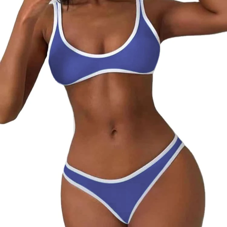 2022 New Sexy Bikini Gathered Solid Color Split Swimsuit Female Bikini 18 Teen Xxx Hot Sexy Bikini Young Girl Swimwear