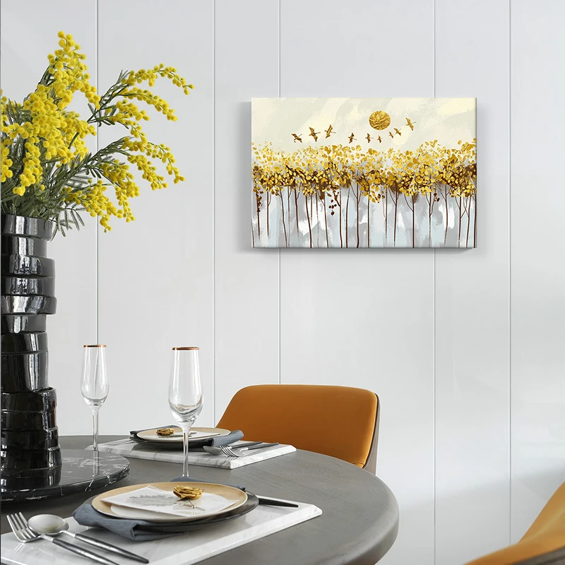 Abstract beautiful autumn forest landscape painting wall art canvas print on canvas