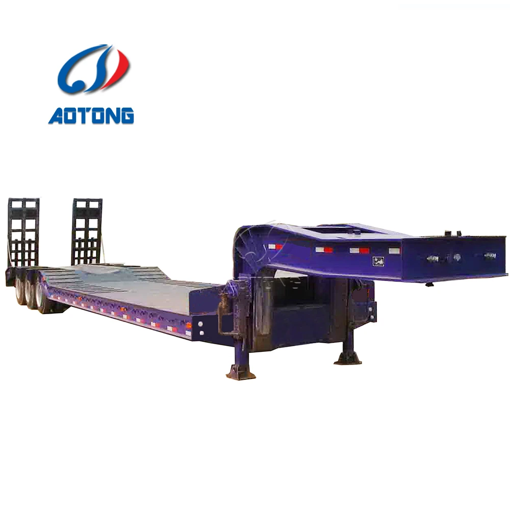 AT-6 axle 3 lines lowbed semi trailer detachable gooseneck 90t-100t load capacity
