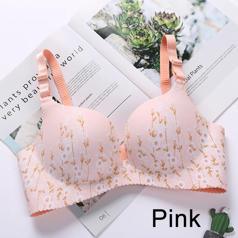 Sexy Lingerie Floral High Quality Push Up Bras One-Piece Underwear Women Flower Print Seamless Bra