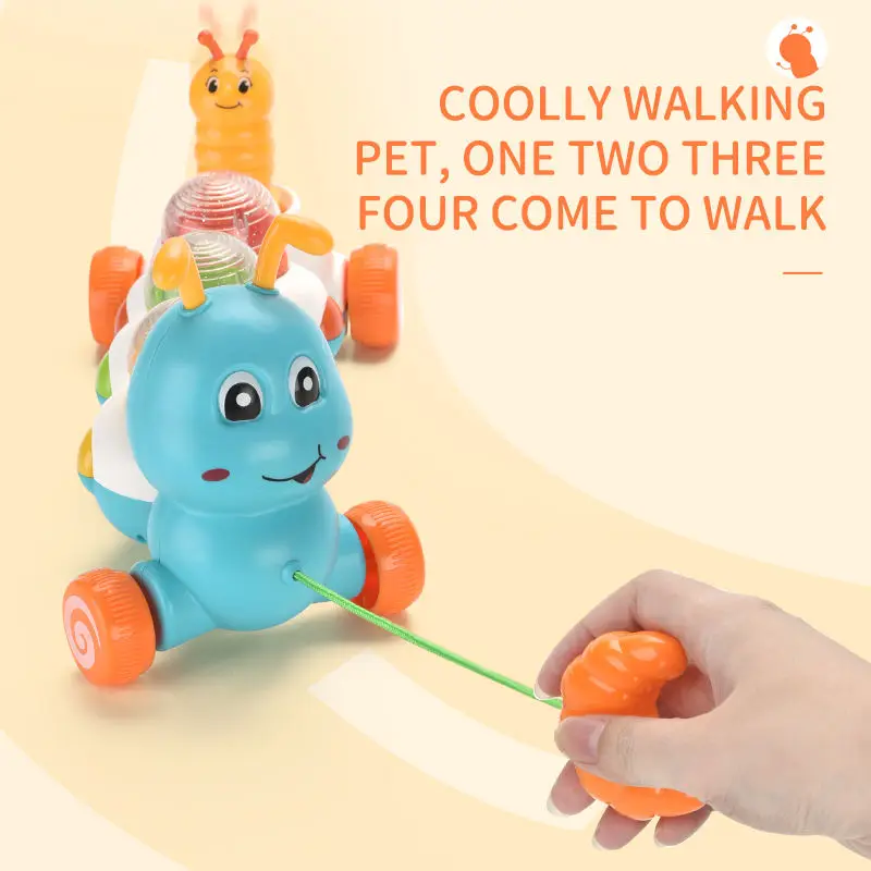 2024 Baby Funny Animal Educational Baby Toys Electric Walking Animal Insect Pull Line Toys For Toddler With Light And Music