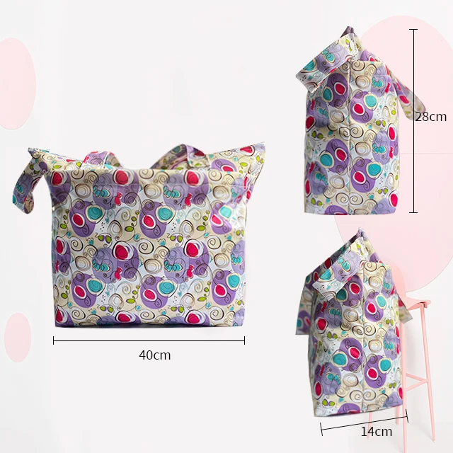 Customized size Print Foldable Reusable Shopping Folding mummy Bag With Handle