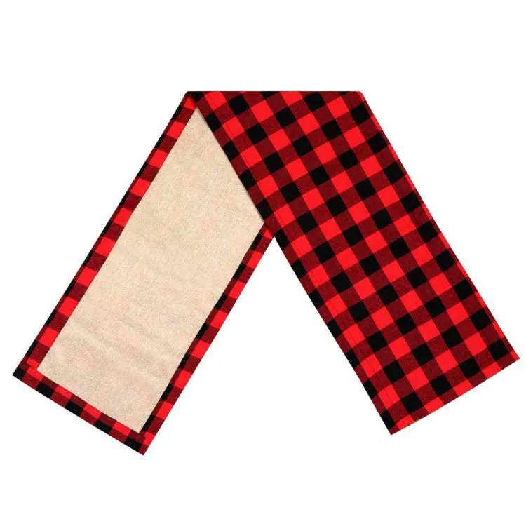 Hot Selling Cotton Linen Table Mat Placemat Checked Buffalo Plaid Dining Kitchen Table Runner And Placemat Set With Low Price
