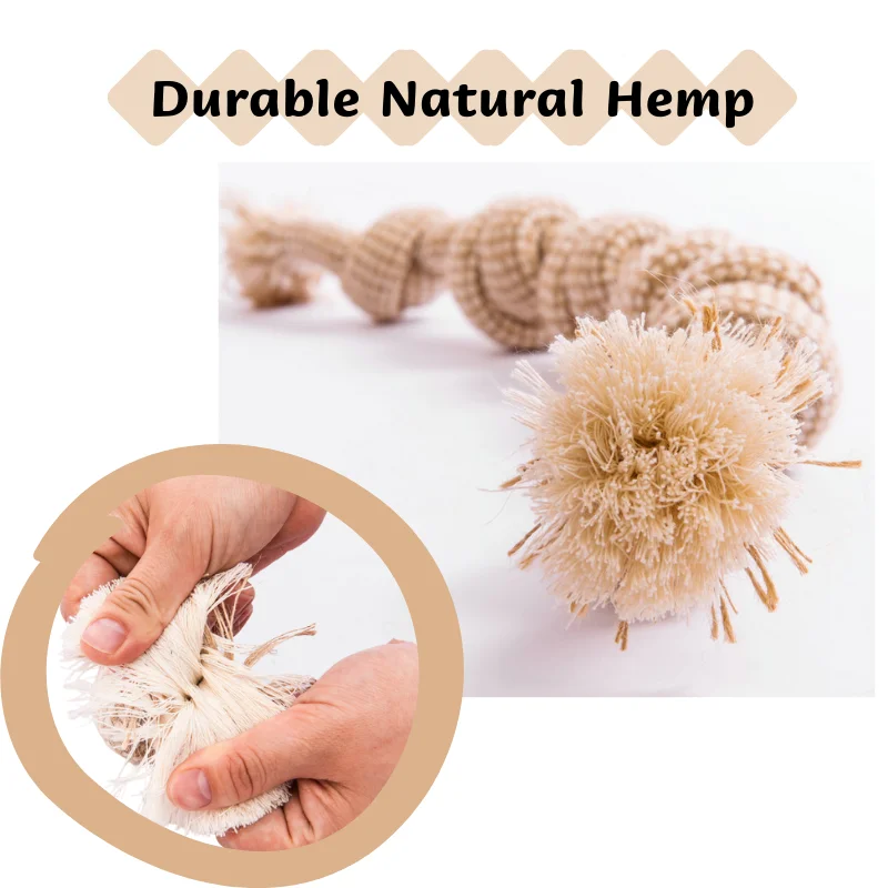 Large Size Natural Hemp Dog Toys Bite Resistance Hemp Rope Dog Chew Toy Set