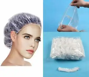 Disposable Hair Plastic Shower Cap - (Pack of 100) Clear Women Shower caps Waterproof Bath caps Processing Hair Cover
