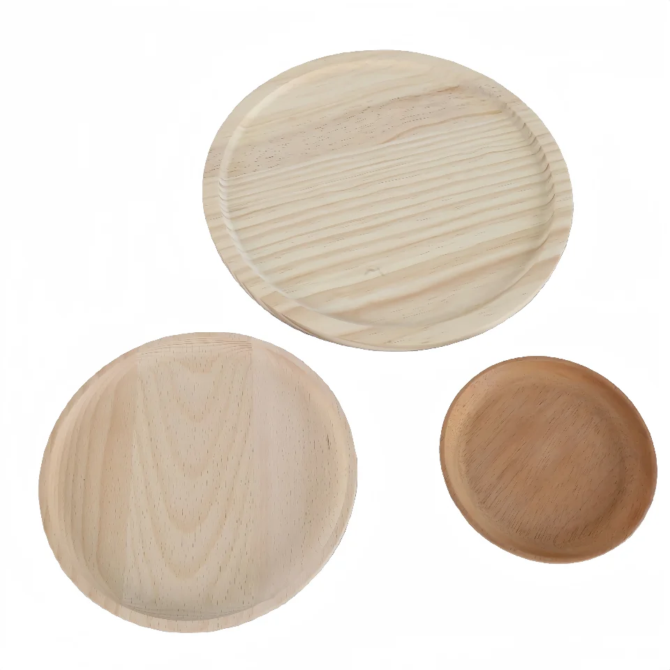 Rustic Wooden Serving Trays with Handle Distressed Nesting Multipurpose Storage Boxes & Bins for Breakfast Foods Coffee Table