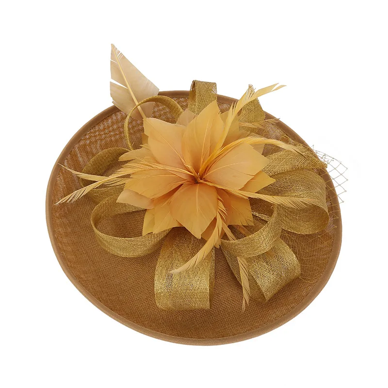 Wholesale ladies horse racing festive party top hats women sinamay feather church wedding hats