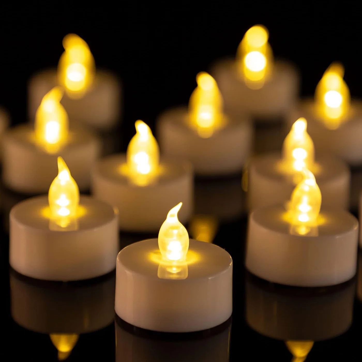Diwali Lights LED Tea Light Candles Yellow Flickering Bright Battery LED Flameless Candles