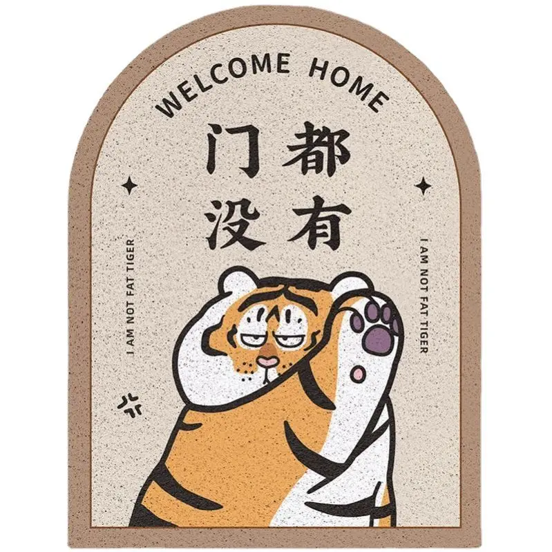 DIY cutting anti slip pvc floor mat water-proof coir doormat stain resistance tiger shape door mats for home