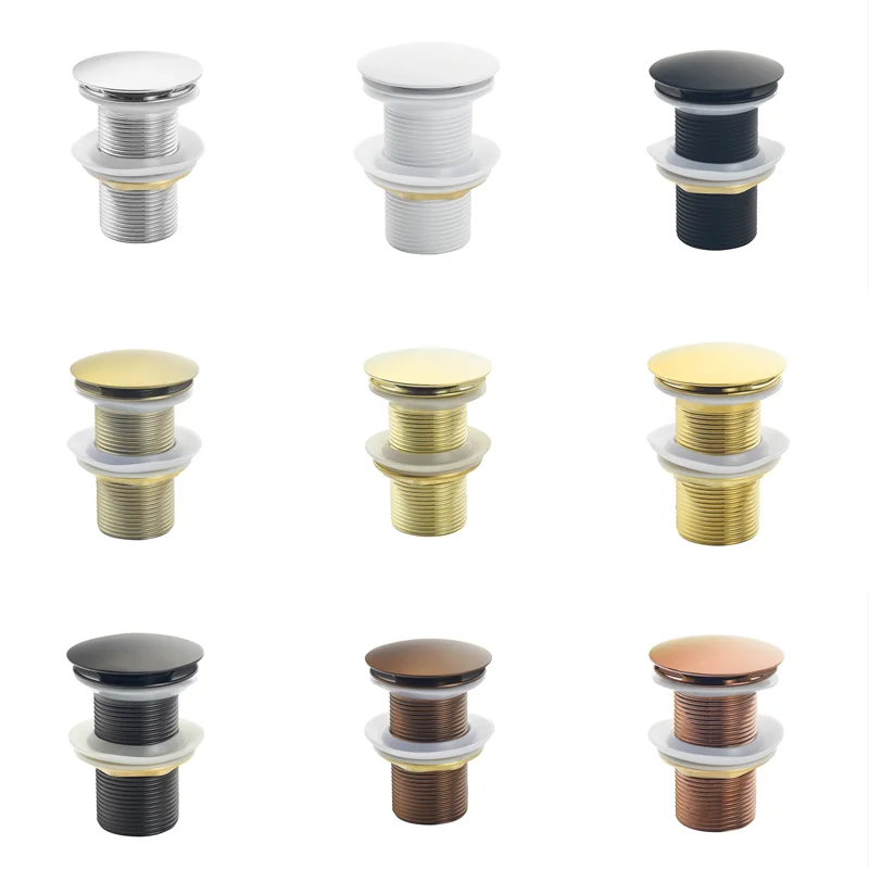 Zinc Alloy Bathroom Basin Drainer Stopper Vanity Waste Drain Vessel Sink Push Down Pop Up Drain without Overflow
