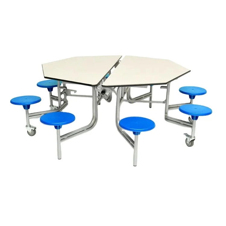 moveable school lunch student worker 8 person seaters round folding school canteen dining room table round college canteen table