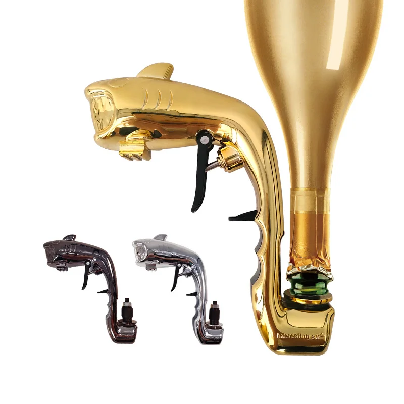 2022 champagne gun new product popular shark dolphin metal pistol beer beverage sprayer bar night club wedding party birthday