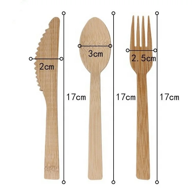 
Disposable bamboo cutlery set eco friendly bamboo fork spoon knife compostable 