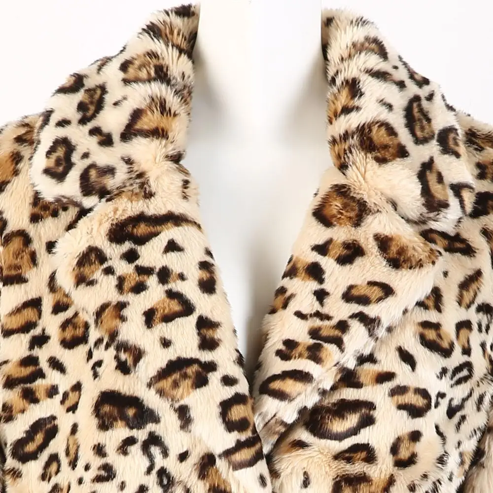 LEOPARD PRINT CLASSIC KNEE LENGTH FAUX FUR COAT