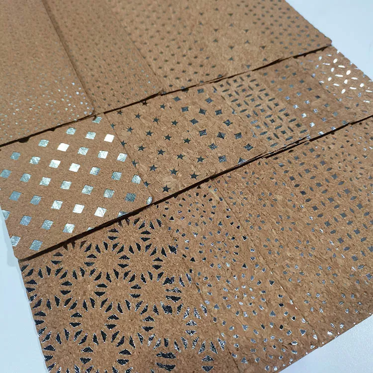 Eco-Friendly Portugal Natural Film Shiny Rainbow guilded bark cork leather fabric for shoes  bags decoration