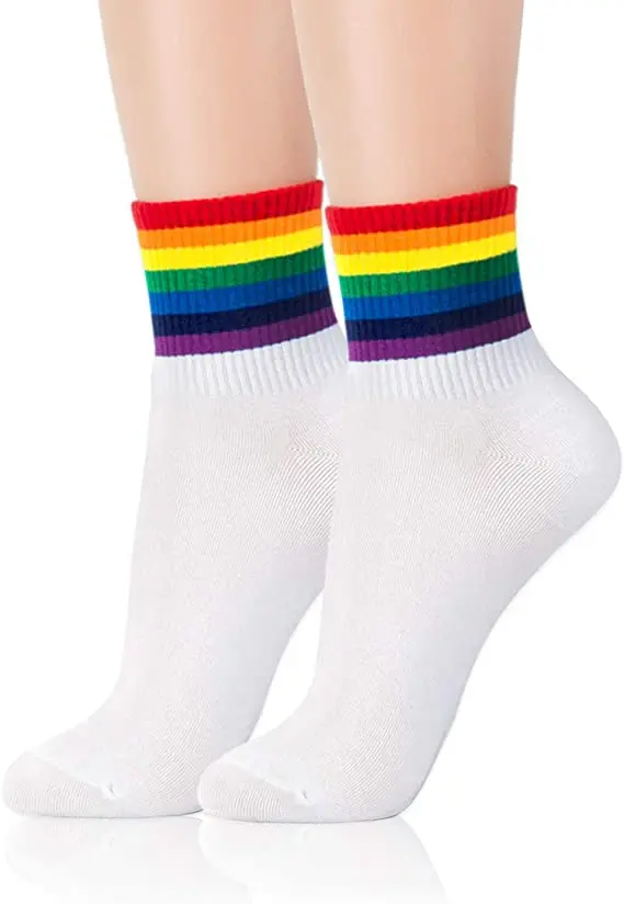 Корейские модные Хлопковые женские радужные носки, женские дышащие спортивные носки без пятки
