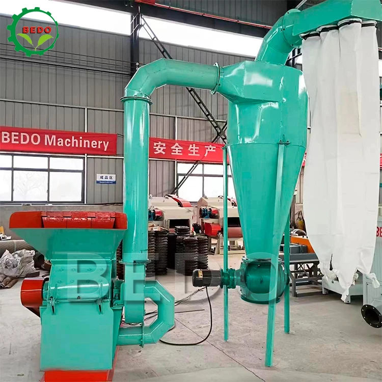 Hammer Mill Machine Drum Chipper Grinding Crusher Machine Wood Sawdust Conveyor Belt Wood Chip Crusher