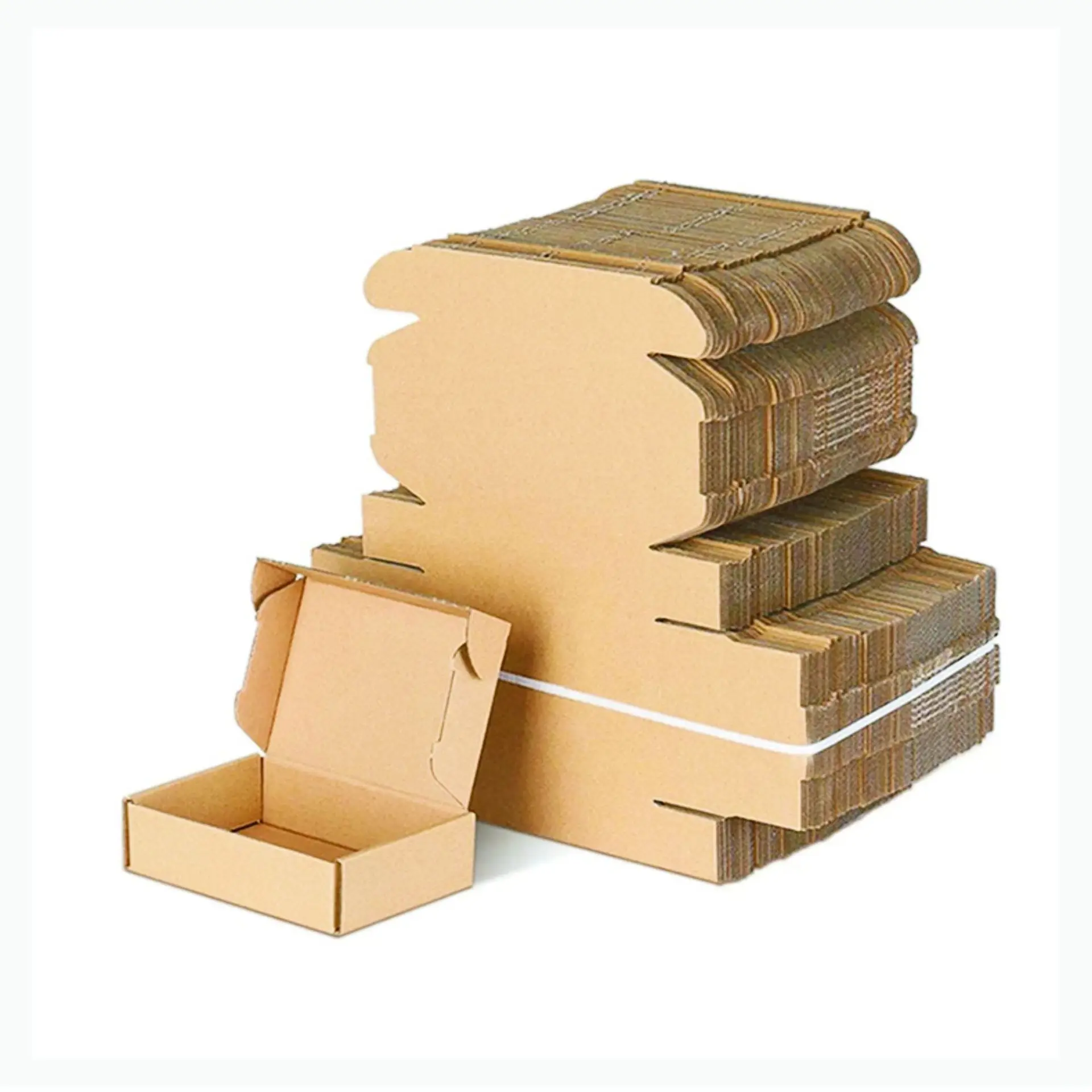 In Stock Low Moq Square Biodegradable Colored Flat Kraft Shoe Corrugated Mailer Paper Packaging Cardboard Shipping Box