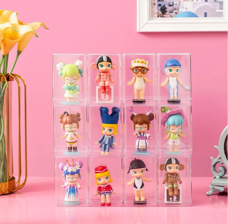 Custom Transparent Plastic Box Doll Cabinet Toys Container Storage Display Stand Organizer Case Display Box