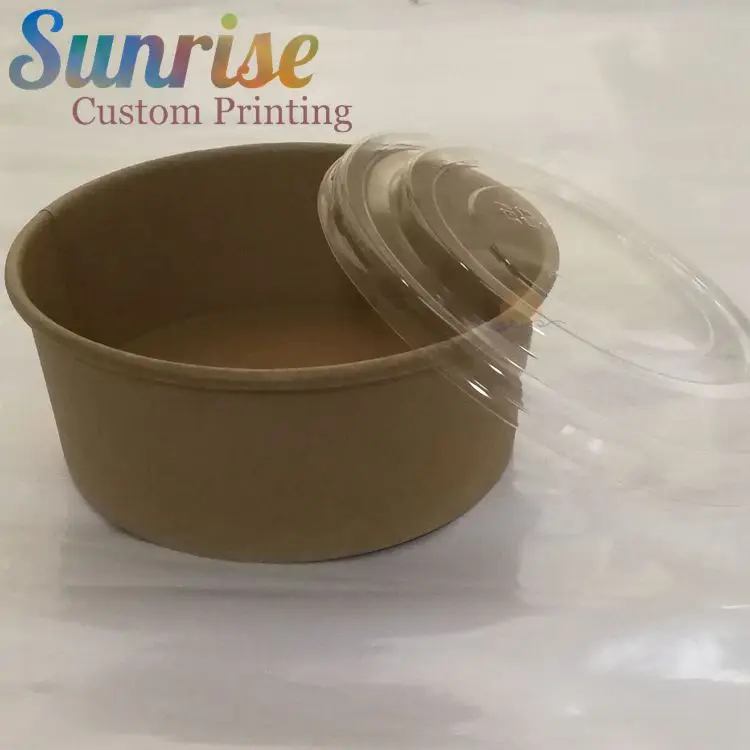 Wholesale Low Price Kraft Paper Salad Bowl Kraft Soup Cup With PET Lid