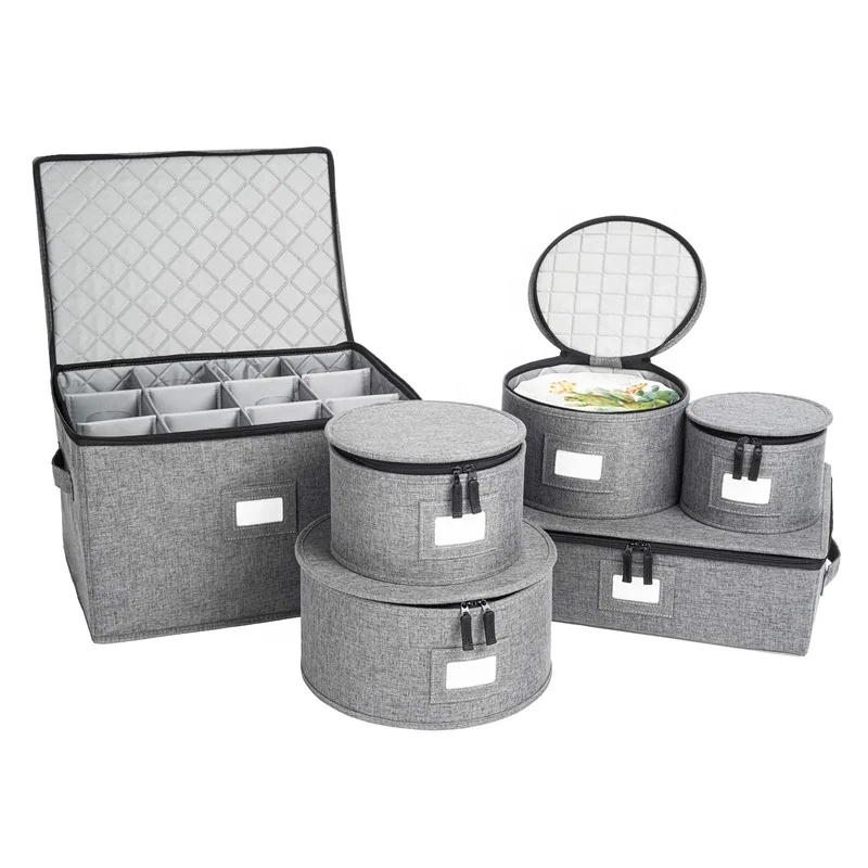 Mergeboon Stackable Protects Dishes Cups Dinnerware Storage China Storage container Set Included Felt Plate Dividers