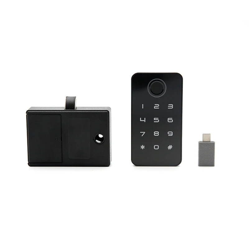 Hot sale multifunctional smart lock hotel home modern wood storage cabinet fingerprint locks bedroom bedside table with LED