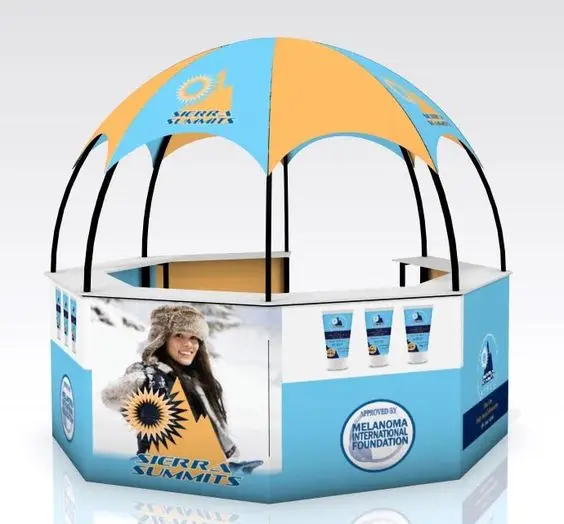 Hexagon Advertising Kiosk Canopy Pop Up Dome Tent With Custom Printing