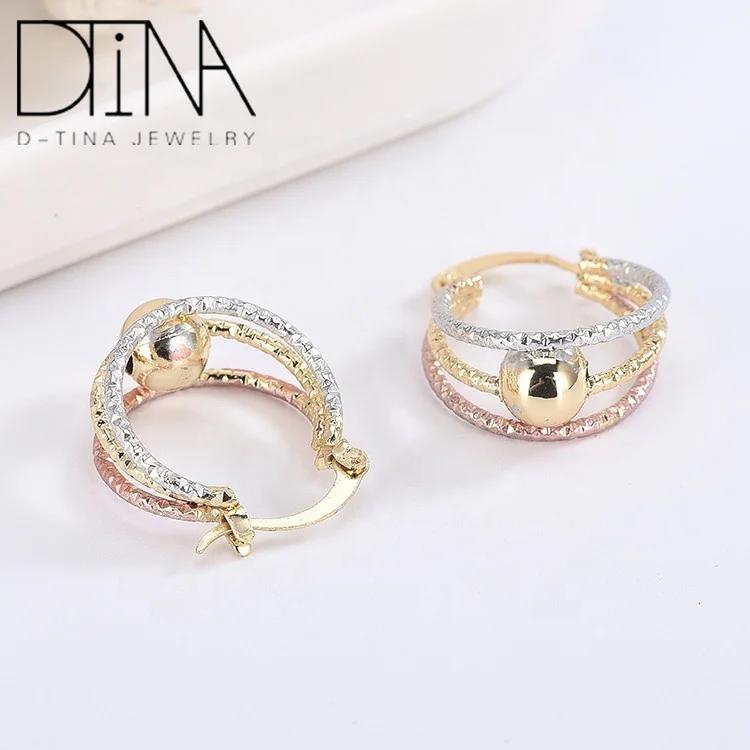 
Simple three-layer thick three-color gold-plated hoop earrings 