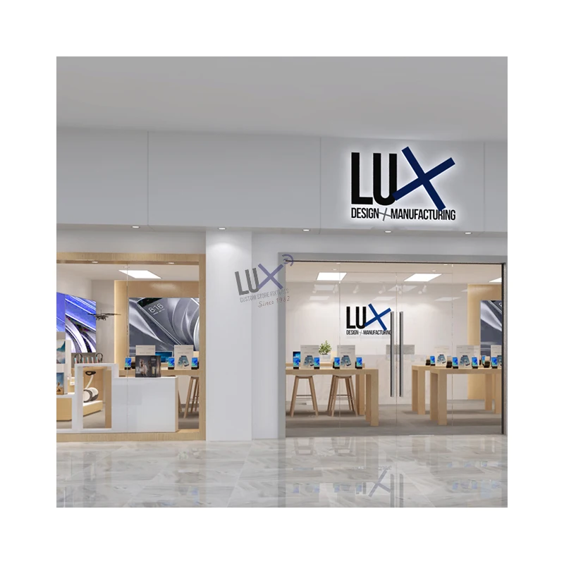 LUX Design Factory Пользовательский Ноутбук IT мобильный магазин дисплей для магазина Визуальный мерчандайзинг дизайн с цифровым магазинным дисплеем мебели (1600329761781)