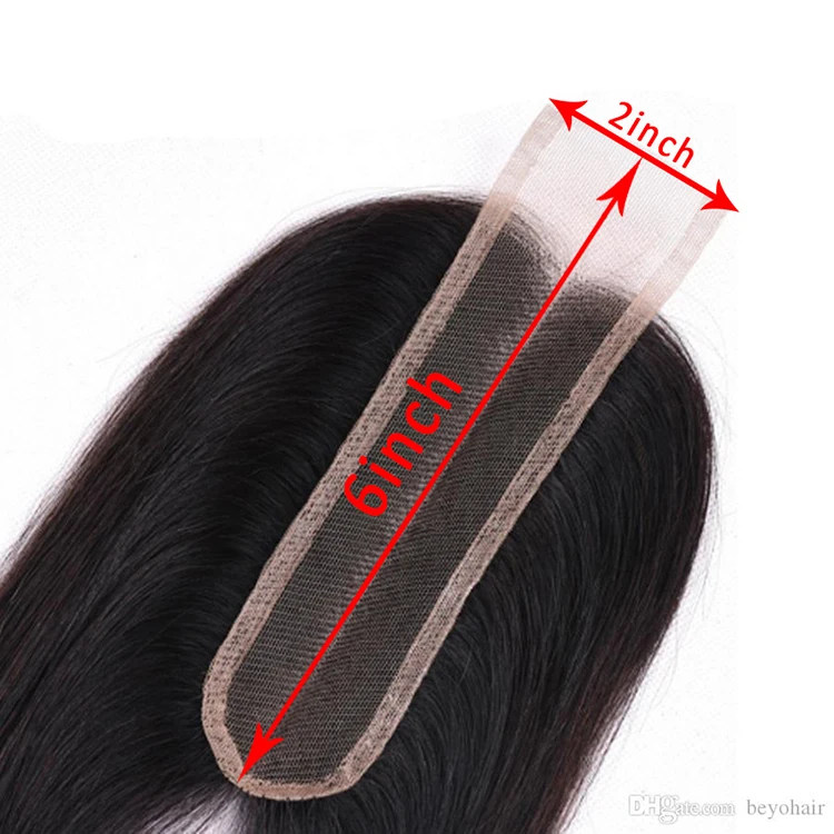 Straight Closure 2x6 Lace Closure Peruvian Closure With Baby Hair Human Hair Three Free Middle Part Malaysian Indian Remy