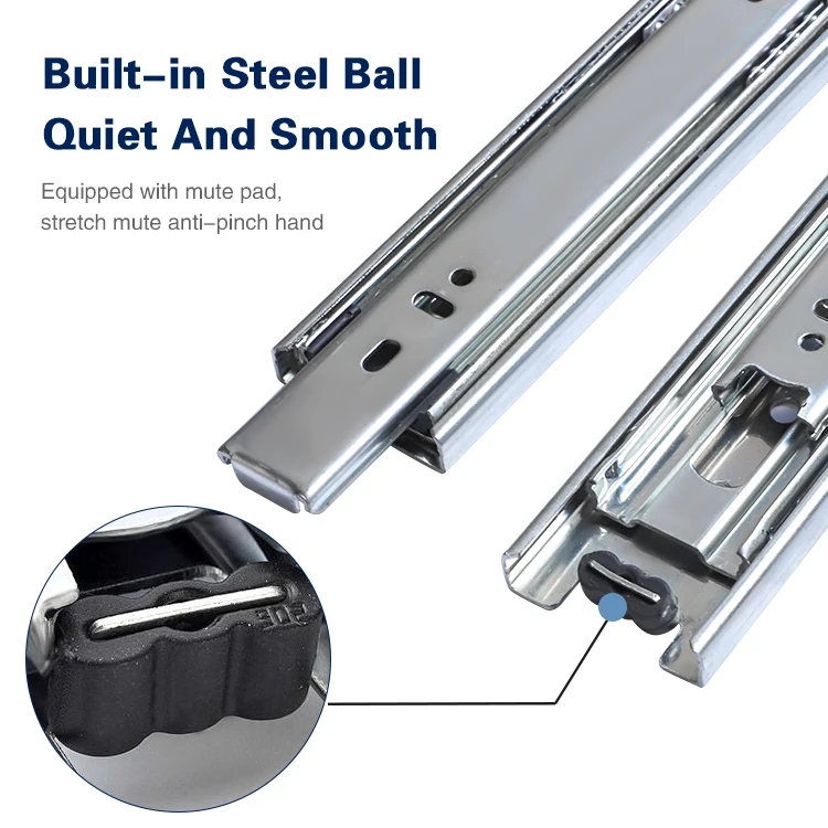 Office Furniture Hardware Telescopic Channel Ball Bearing Stainless Steel Drawer Slides
