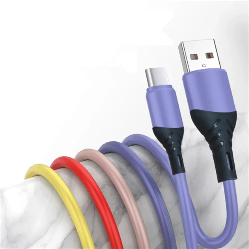 5A Fast Charging Charger USB Wire Cord Soft Liquid Silicone Data Cable