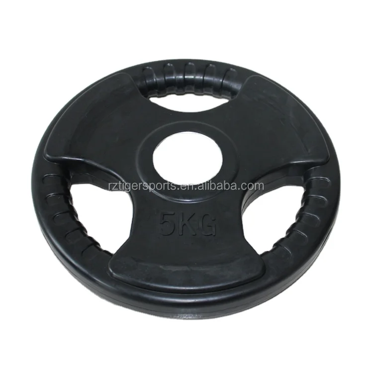 Tri grip rubber coated bumper weight plate for gym crossfit