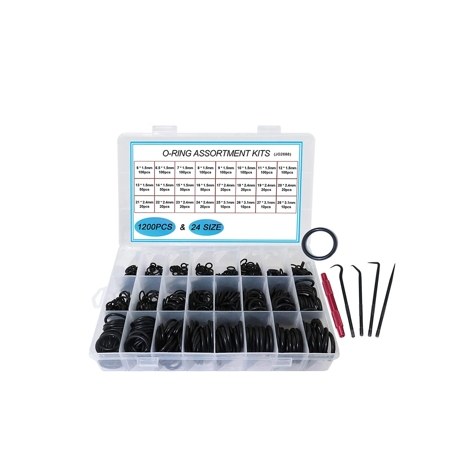 DLSEALS Set Sealing Washer Plumbing Gas Automotive Resist Oil and heat 1200pcs NBR 24 Sizes Assortment O Rings Kit