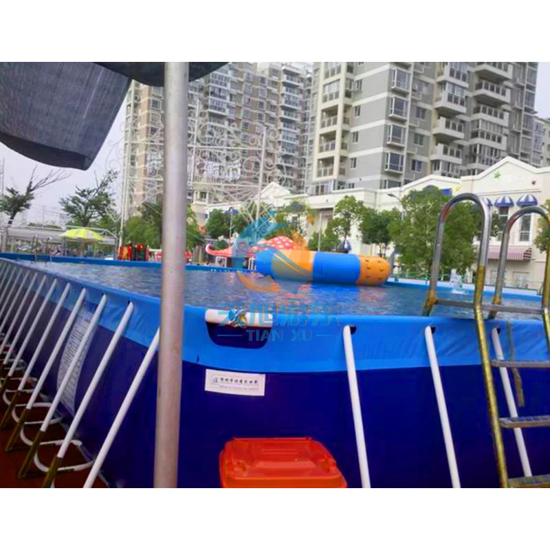 Outdoor Portable PVC Inflatable Rectangular Metal Frame Swimming Pool Stainless steel swimming pool for sale