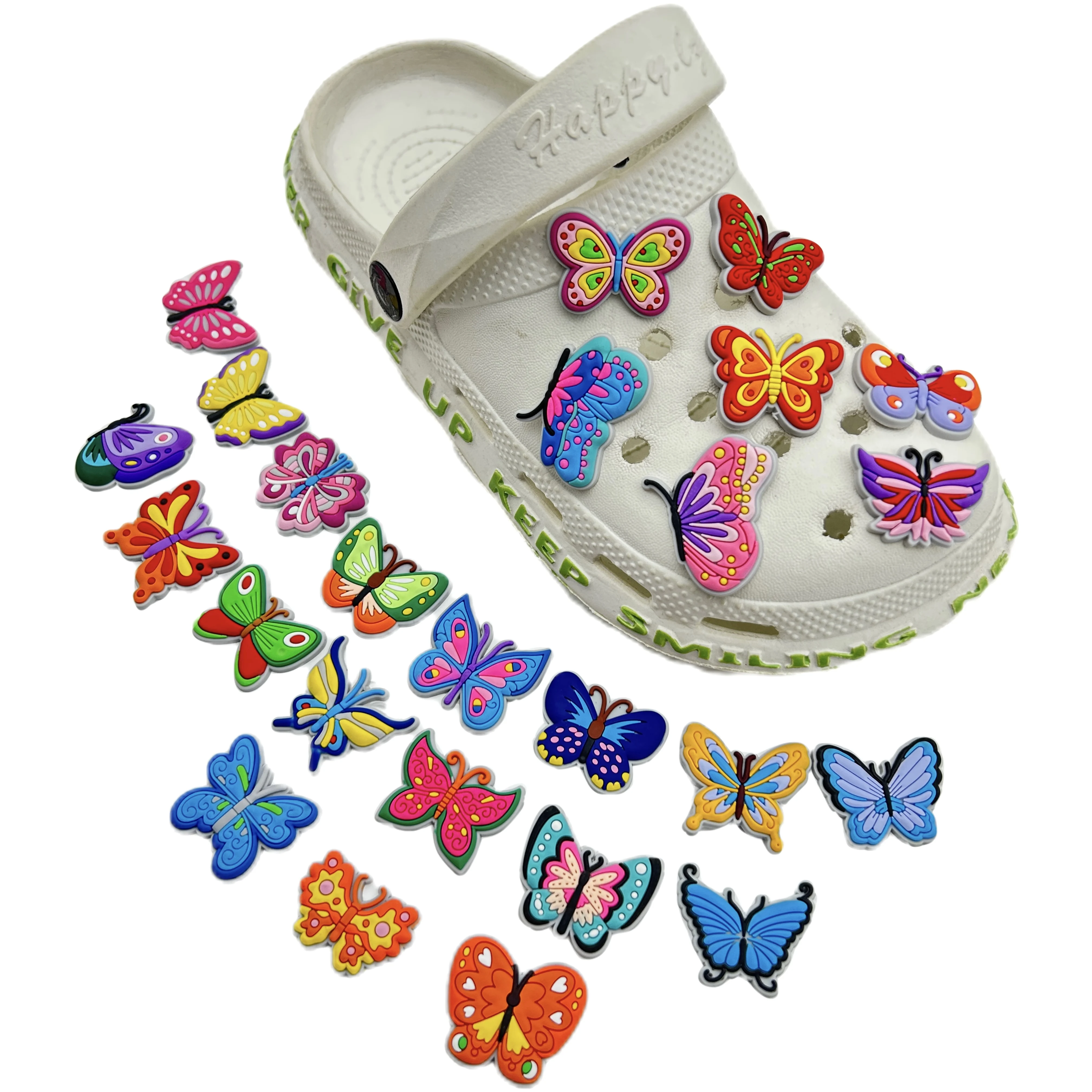 2024 new Butterfly DIY shoes accessories Popular Soft Croc Shoes Charm Designer PVC shoes decorative buckle for wholesale RJ01