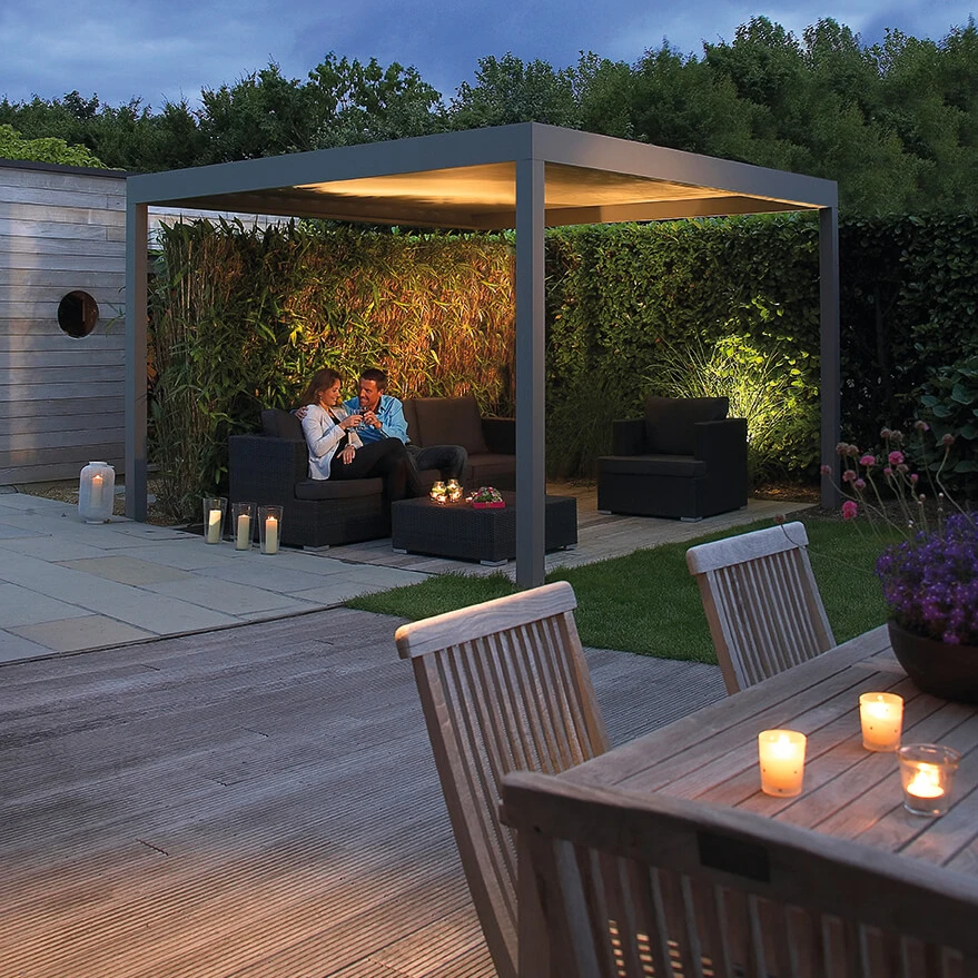 Garden LED lighting Outdoor Waterproof Villa Aluminum Pavilion Louver Roof Gazebo