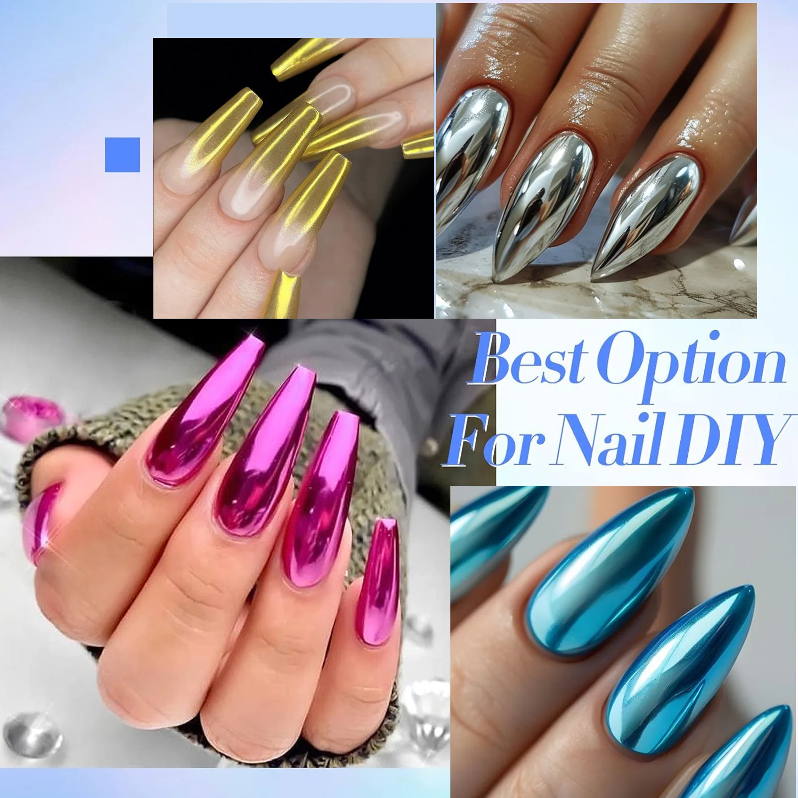 Yimart 20 Colors Nail Titanium Powder Nail Magic Mirror Glitter Powder Nail Art UV Gel Polish Chrome Dust Manicure Decoration