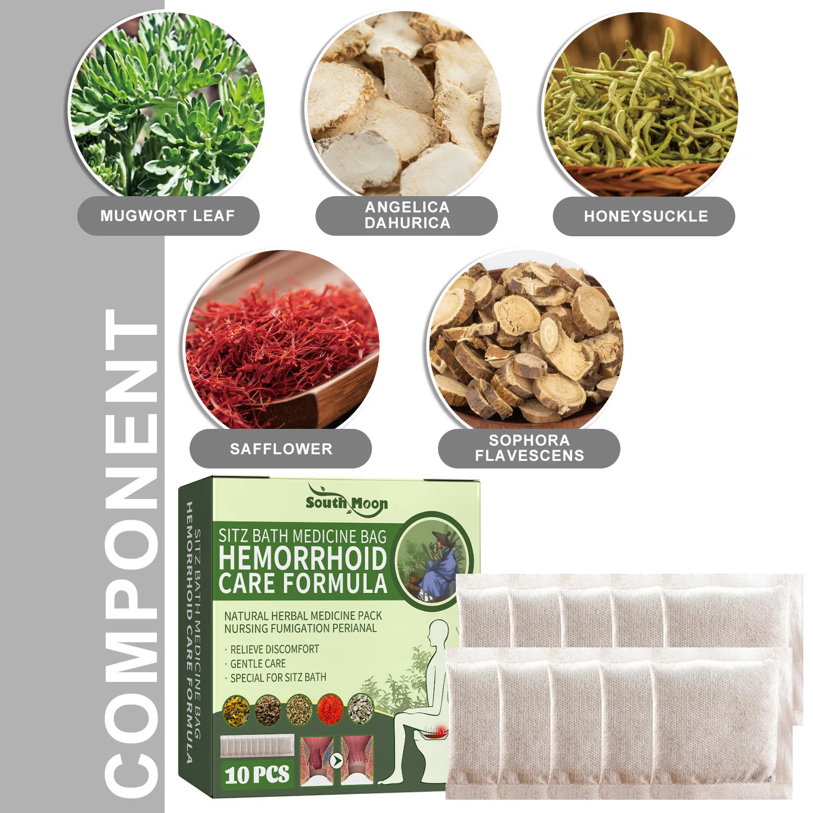 100% Pure Natural Organic Herbal Steam Herbs For Women and Men Sitz Bath Medicine Bag Hemorrhoid Care Formula