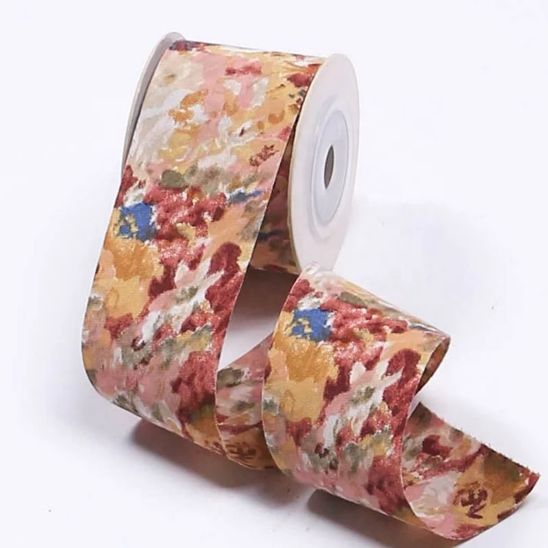 Vintage Oil painting  ribbon DIY tie-dye collar flower bow handmade hair accessories hair bows flowers gift packaging decoration