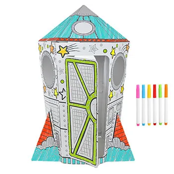 DIY toys indoor playhouse rocket cardboard play house rocket paper house