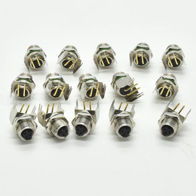 Круговой 2 контактный разъем «мама» PCB правый угол M8 для монтажа в панель