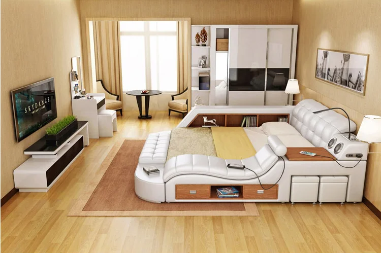 High Quality Latest Design Modern Practical Multi-functional Storage king Size Bed A631B