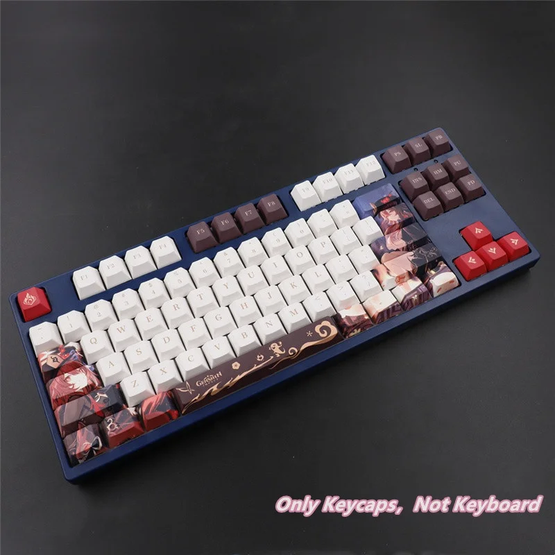 Anime Keycaps Game Genshin Impact Hu Tao Keycaps 135 Keys PBT Keycaps Dye Sublimation Process For MX Mechanical Keyboard